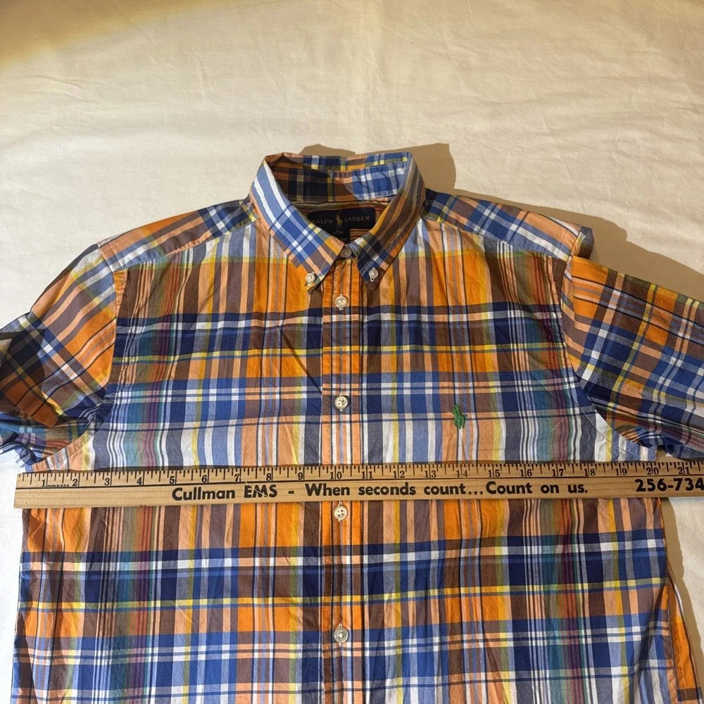 Ralph Lauren 3 Shirt Lot 2-L 14-16 SS White LS Gingham 1-XL 18-20 LS Plaid